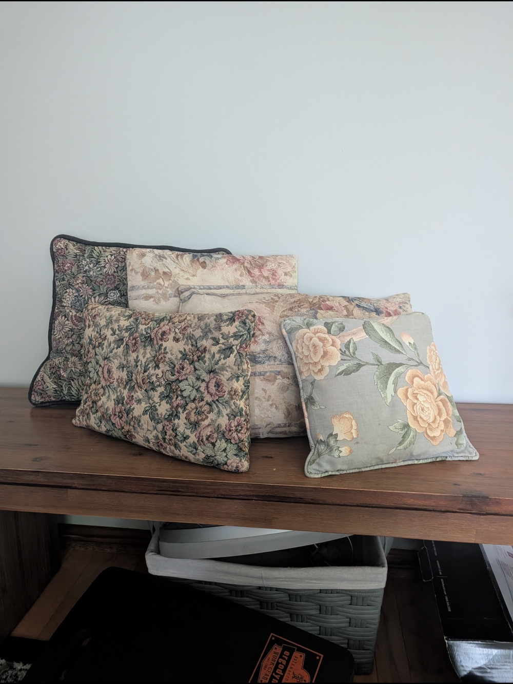 Handmade Vintage Floral Throw Pillow Lot Set Collectible Cute Country Cottage
